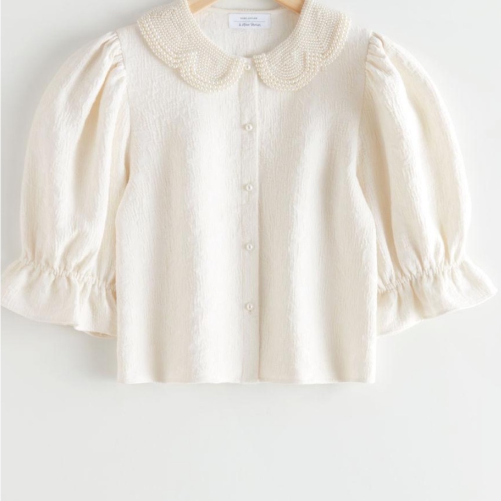 NWT & Other stories Pearl Bead Collar Blouse